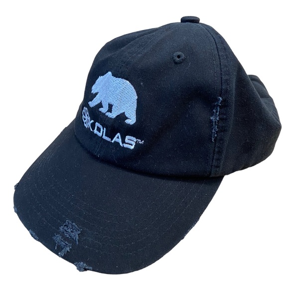 Retro Black KOLAS Distressed Strap-back Dispensary Baseball Hat CA Bear OS 420 - Picture 2 of 10